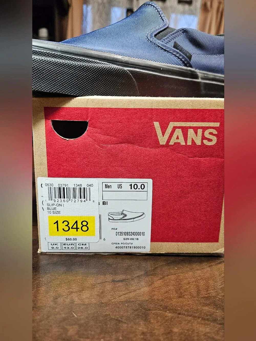 M10 Vans Off The Wall Classic Slip On Metallic Twill Dress Blue Black